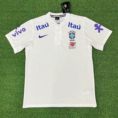 Brazil 2022 White Pre Match Polo Shirt