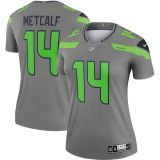 Women's DK Metcalf Gray Inverted Player Limited Team Jersey