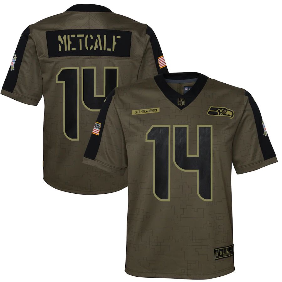 Youth DK Metcalf Olive 2021 Salute To Service Player Limited Team Jersey