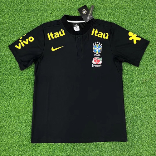 Brazil 2022 Black Pre Match Polo Shirt