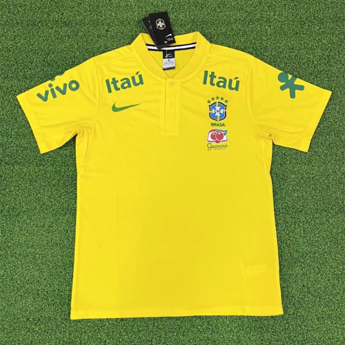 Brazil 2022 Yellow Pre Match Polo Shirt
