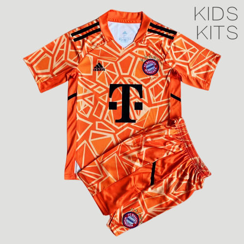Kids Bayern Munich 22/23 Goalkeeper Jersey and Short Kit - Orange