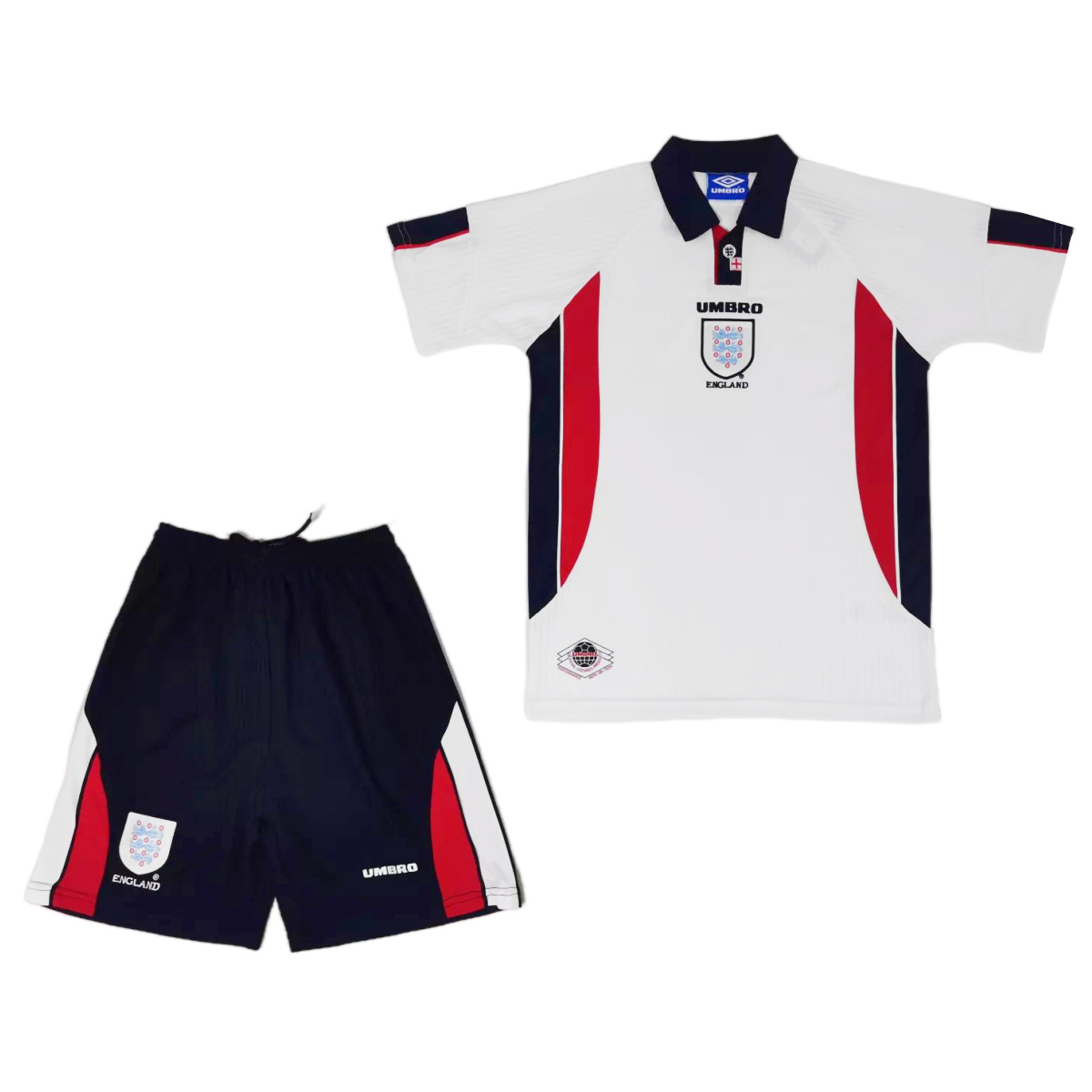 Kids Retro England 1998 World Cup Home Jersey and Short Kit
