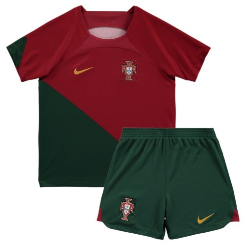 Kids Portugal 2022 Home Jersey and Short Kit