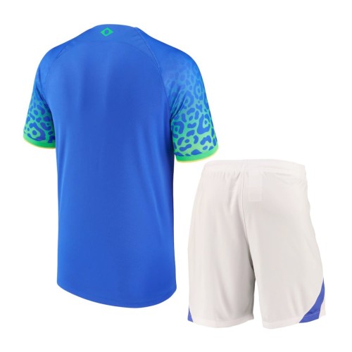 Kids Brazil 2022 World Cup Away Jersey and Short Kit