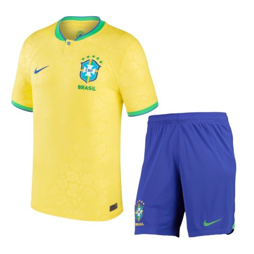 Kids Brazil 2022 World Cup Home Jersey and Short Kit