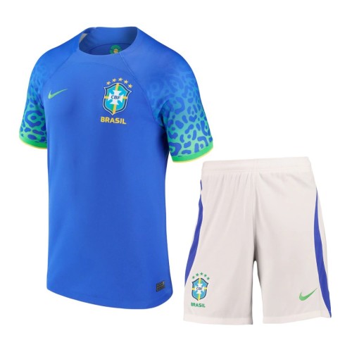 Kids Brazil 2022 World Cup Away Jersey and Short Kit