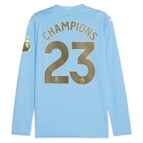 Thai Version Manchester City 23/24 Home Long Sleeve Jersey with Champions 23 printing