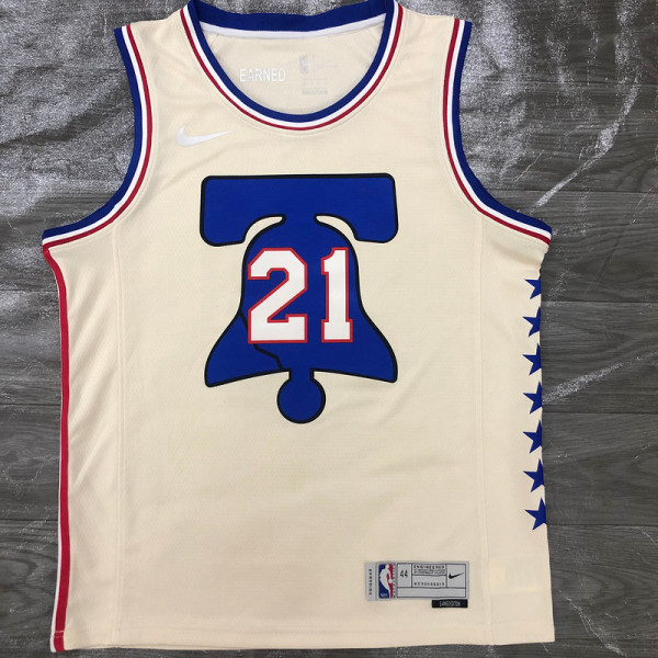Men's Joel Embiid Cream 2020-21 Swingman Player Jersey – Earned Edition