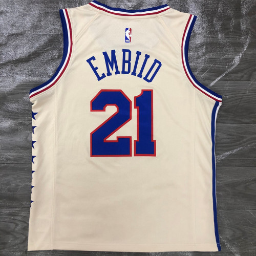 Men's Joel Embiid Cream 2020-21 Swingman Player Jersey – Earned Edition