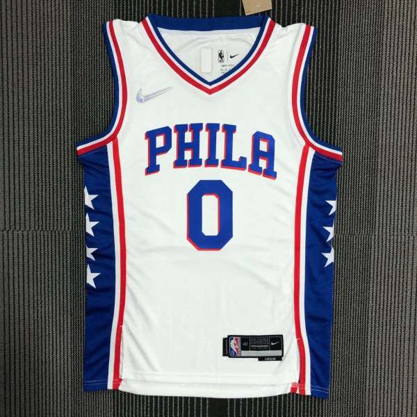 Men's Tyrese Maxey White Team Jersey - 75th Anniversary Edition