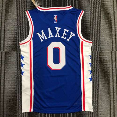 Men's Tyrese Maxey Blue Team Jersey - 75th Anniversary Edition