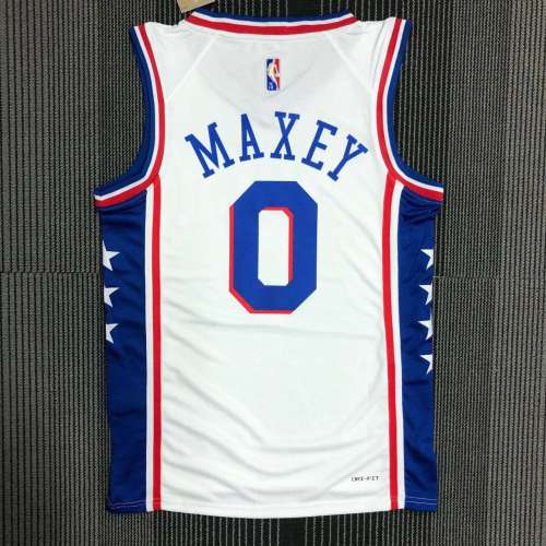 Men's Tyrese Maxey White Team Jersey - 75th Anniversary Edition