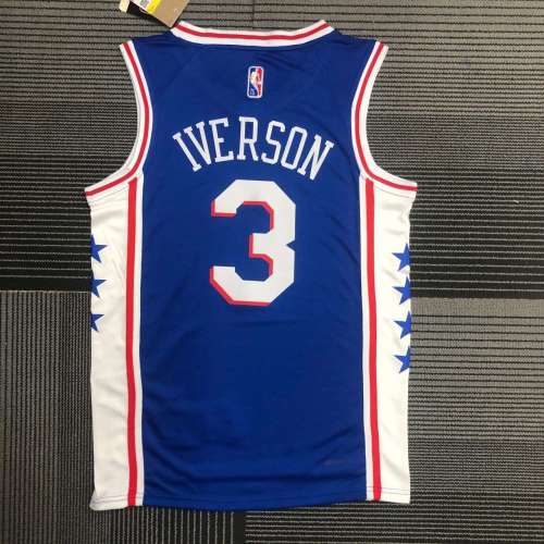 Men's Allen Iverson Blue Team Jersey - 75th Anniversary Edition