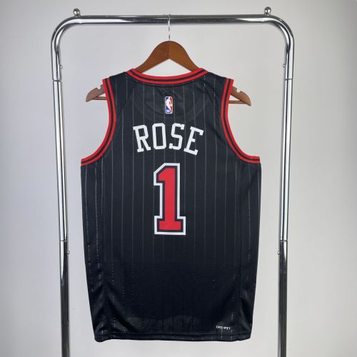 Men's Derrick·Rose Black Team Jersey - Statement Edition