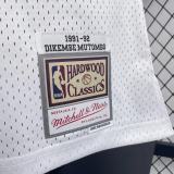 Men's M&N 1991/1992 Dikembe Mutombo White Retro Jersey