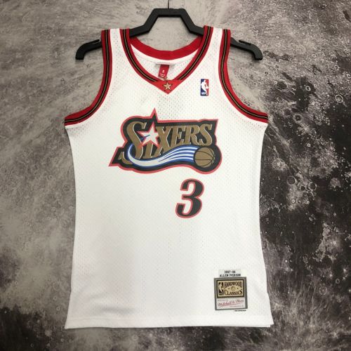 Men's M&N 1998 Allen Iverson White Retro Jersey