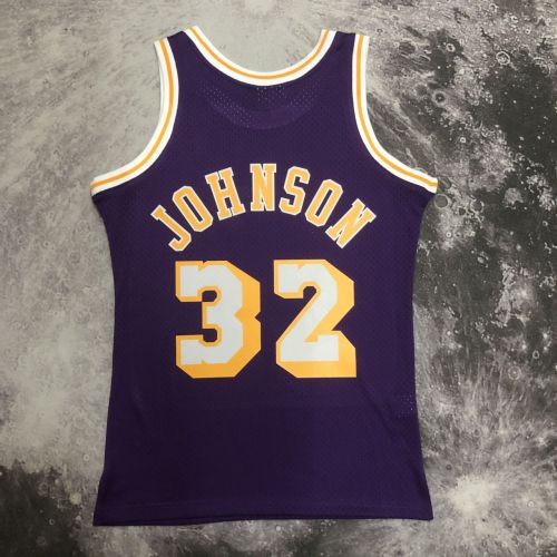 Men's M&N 84/85 Earvin Johnson Purple Retro Jersey