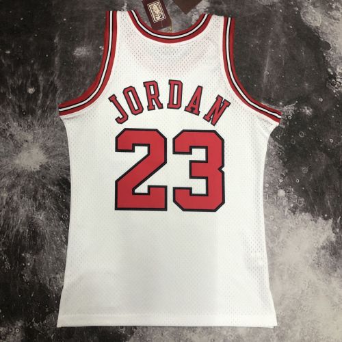 Men's M&N 1998 Michael Jordan White Retro Jersey