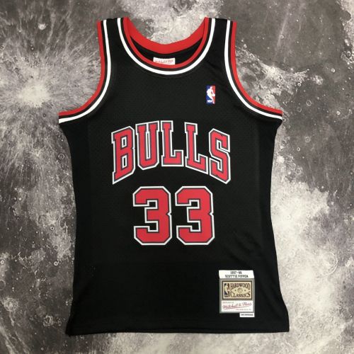 Men's M&N 1998 Scottie Pippen Black Retro Jersey