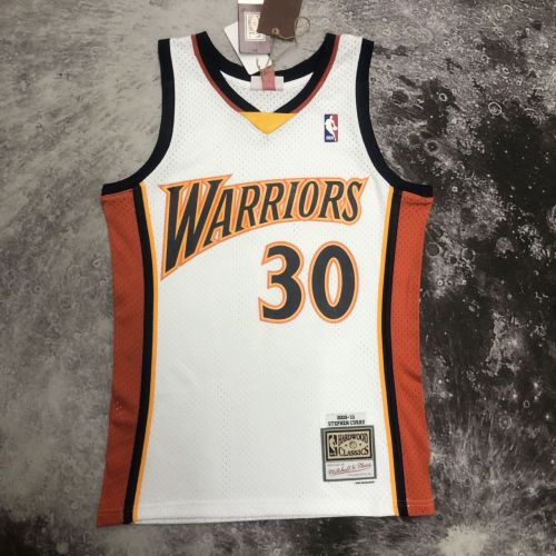 Men's M&N 2009/2010 Stephen Curry White Retro Jersey