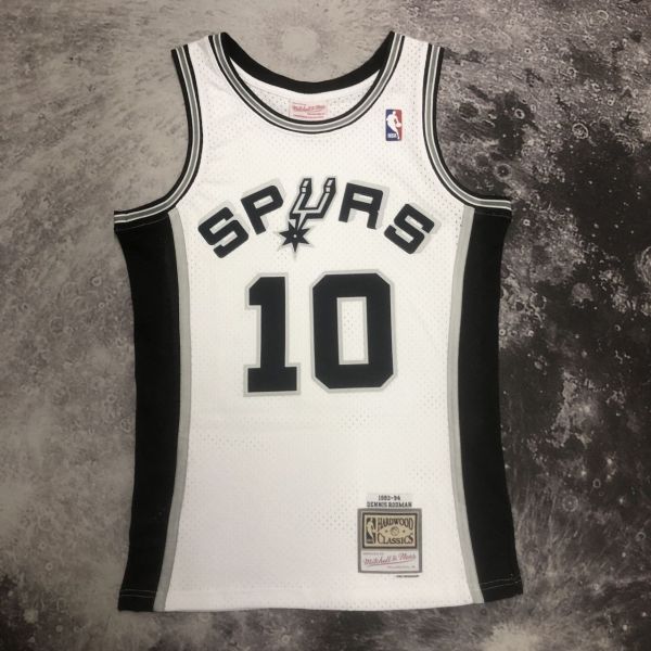 Men's M&N 1993/94 Dennis Rodman White Retro Jersey