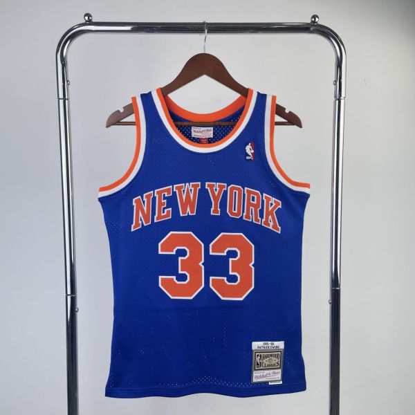 Men's M&N 1991/92 Patrick Ewing Blue Retro Jersey