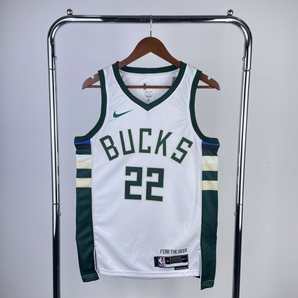 Men's 2023 Khris Middleton White Home Team Jersey