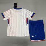 Kids France 2024 Euro Away Jersey and Short Kit