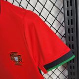 Kids Portugal 2024 Euro Home Jersey and Short Kit