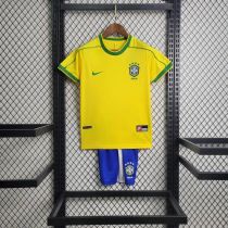 Kids Brazil 1998/2000 Home Retro Jersey and Short Kit
