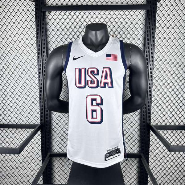 Unisex USA Basketball 2024 Olympics Team  LeBron James Swingman Jersey -  White
