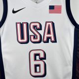Unisex USA Basketball 2024 Olympics Team  LeBron James Swingman Jersey -  White