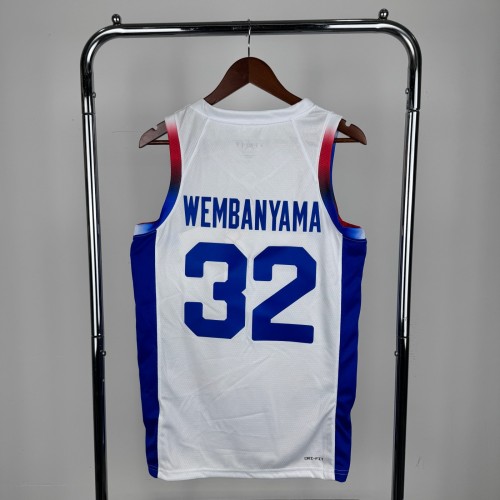 Unisex France Basketball 2024 Olympics Team Victor Wembanyama Swingman Jersey -  White
