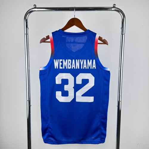 Unisex France Basketball 2024 Olympics Team Victor Wembanyama Swingman Jersey - Blue