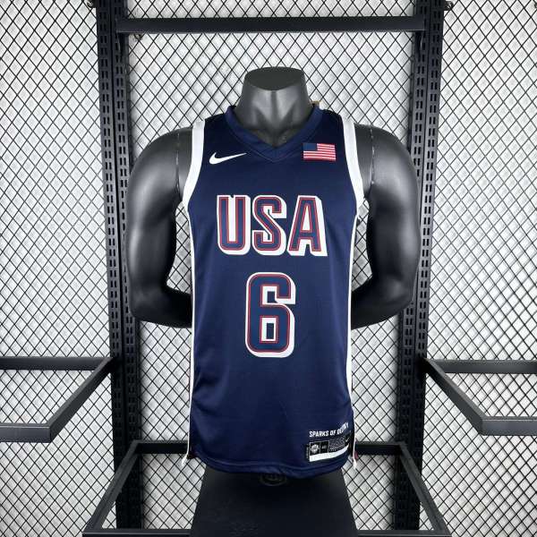 Unisex USA Basketball 2024 Olympics Team LeBron James Swingman Jersey - Navy