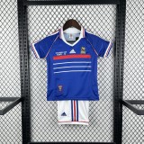 Kids France 1998 World Cup Home Retro Jersey and Short Kit