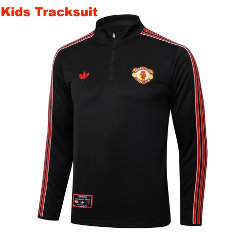 Kids MUFC 25/26 Retro Half-Zip Training Sweatshirt and Pants Set E2509