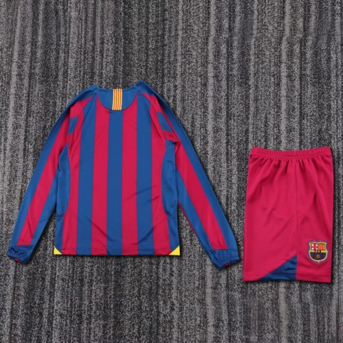 Kids Barcelona 2005/2006 Home Long Sleeve Retro Kit