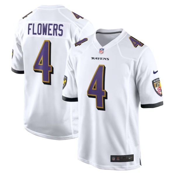 Men's Baltimore Ravens Zay Flowers White Game Jersey