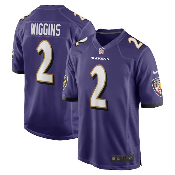 Men's Baltimore Ravens Nate Wiggins Purple Player Game Jersey