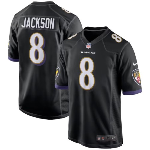 Men's Baltimore Ravens Lamar Jackson Black Game Jersey