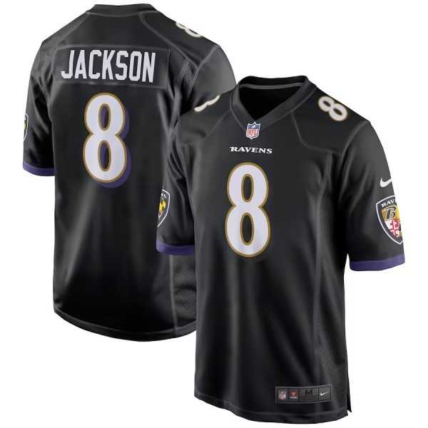 Men's Baltimore Ravens Lamar Jackson Black Game Jersey