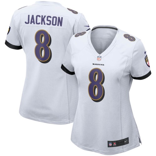 Women's Baltimore Ravens Lamar Jackson White Game Jersey