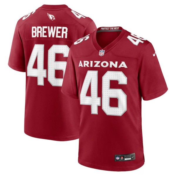 Men's Arizona Cardinals Aaron Brewer Cardinal Team Game Jersey