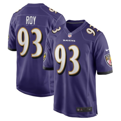 Men's Baltimore Ravens Bravvion Roy Purple Game Jersey