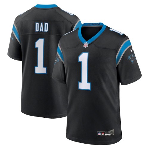Men's Carolina Panthers Number 1 Dad Black Game Jersey