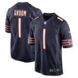 Men's Chicago Bears Number 1 Groom Navy Game Jersey