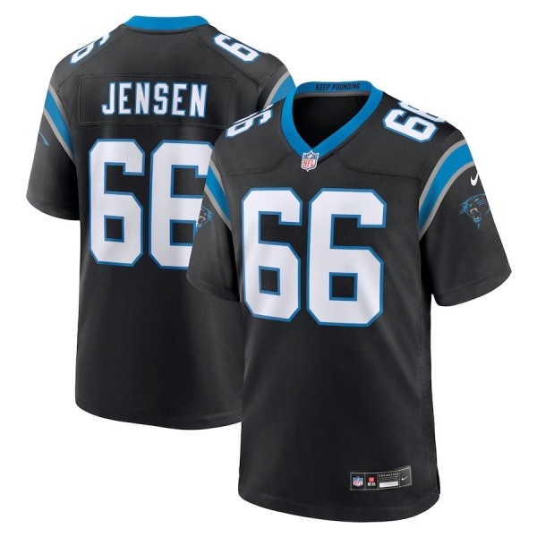 Men's Carolina Panthers Nash Jensen Black Team Game Jersey