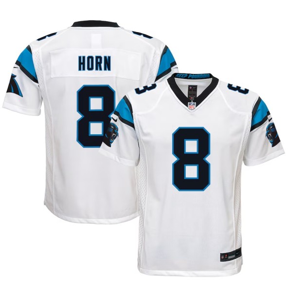 Youth Carolina Panthers Jaycee Horn White Game Jersey